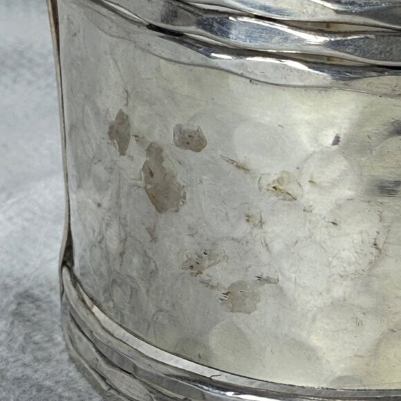 Hammered Silver Tone Metal Cuff Bracelet Asymmetrical Textured Adjustable Fit - Picture 12 of 16